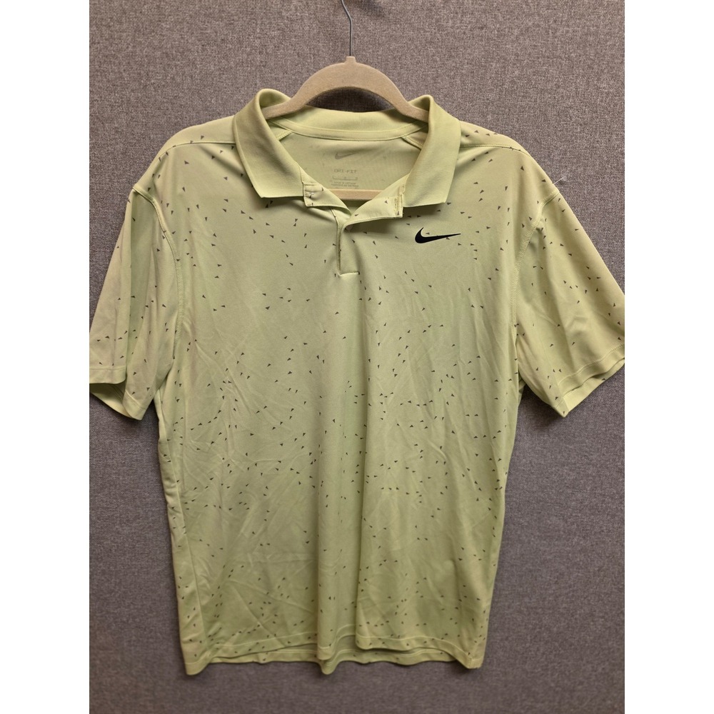 Nike Golf Dri-FIT Polo Shirt Mens Large Lime Green Geometric Print CU9841-736